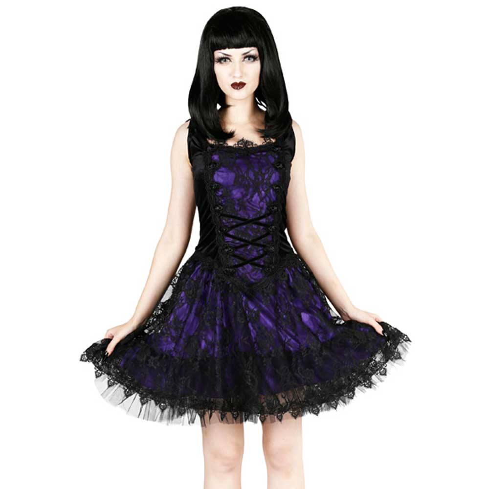 Sinister - 1023 Korte jurk - Paars/Zwart Product image